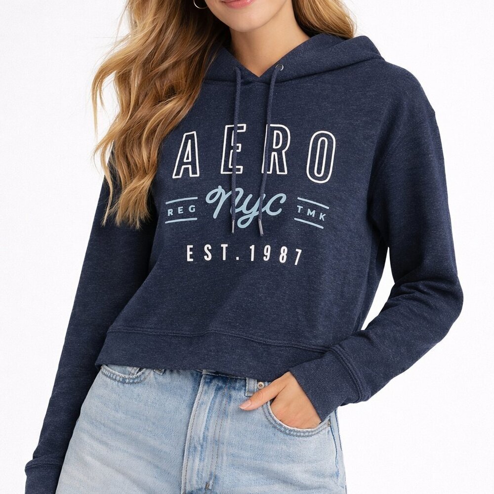 Aeropostale Blue NYC Hooded Pullover Large Sweatshirt